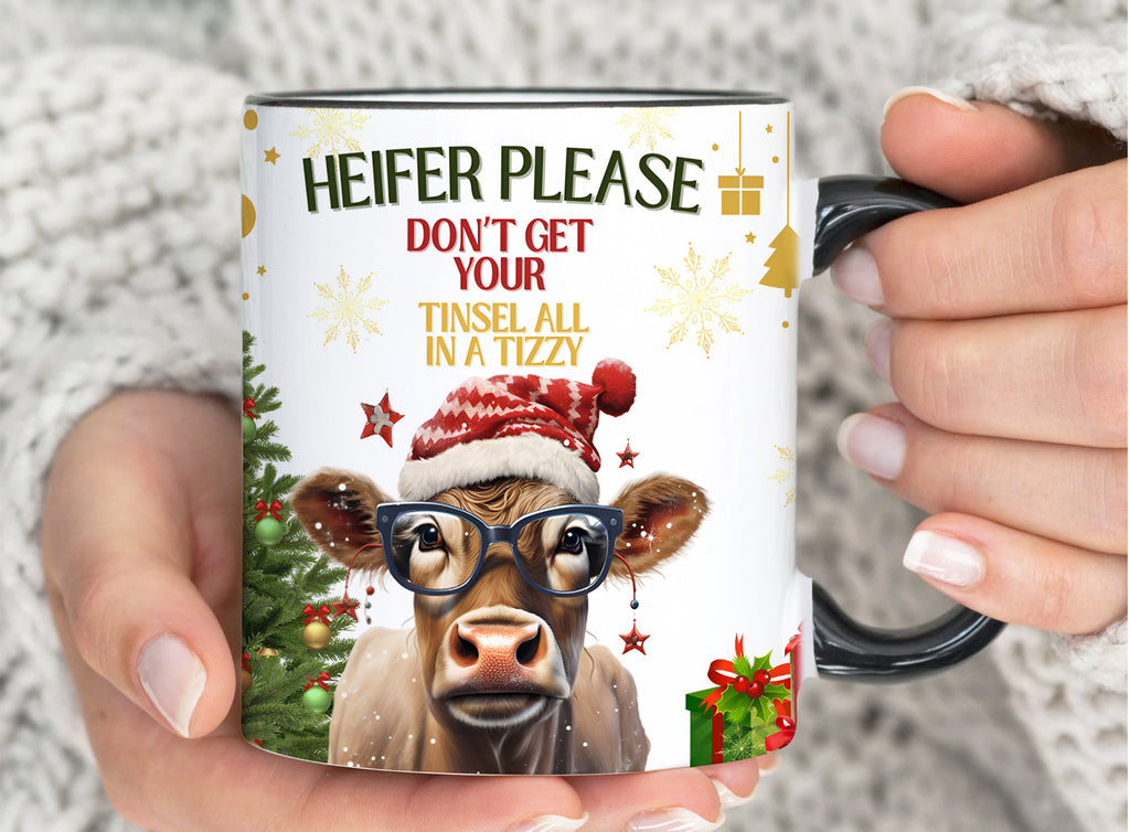 Funny Heifer Please Christmas Mug Cow Wearing Glasses Holiday Gift For Coffee Lovers