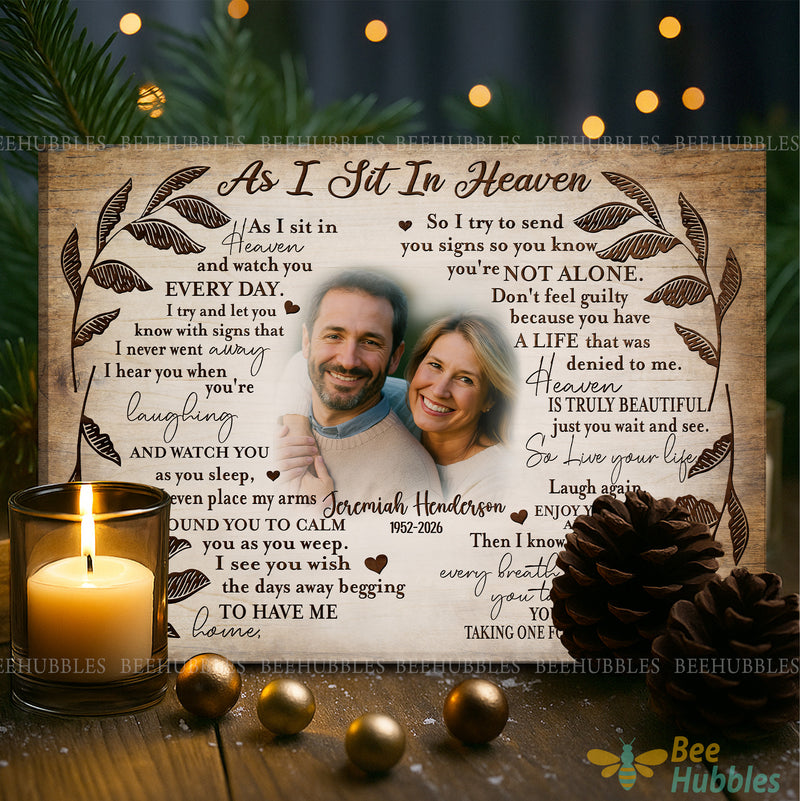 Personalized Canvas Memorial Gifts, As I Sit In Heaven Canvas Remembrance Gifts, Gift for Loss of Father, Loss Of Mom Gift, Memorial Canvas Ideas