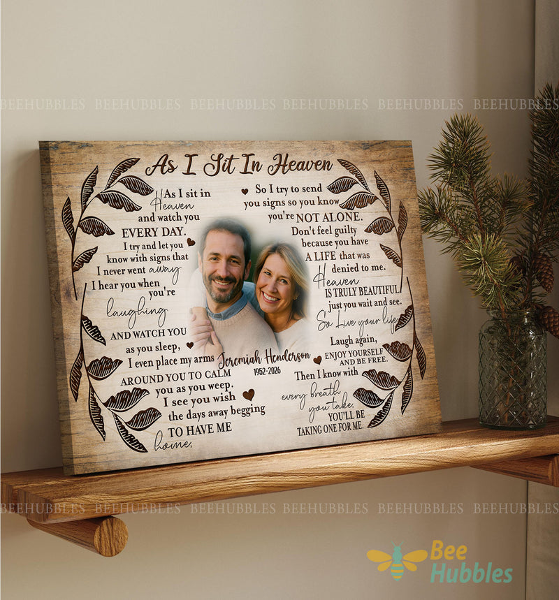 Personalized Canvas Memorial Gifts, As I Sit In Heaven Canvas Remembrance Gifts, Gift for Loss of Father, Loss Of Mom Gift, Memorial Canvas Ideas