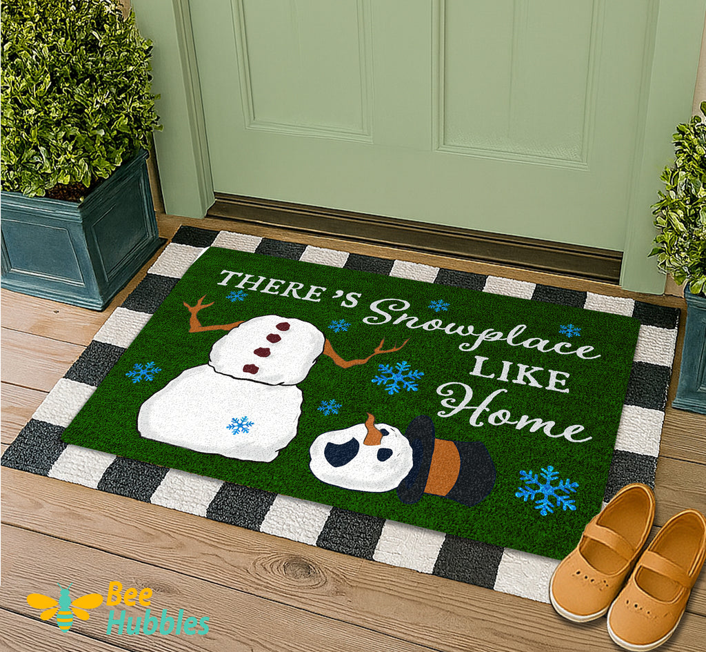 There’s Snowplace Like Home Doormat, Funny Christmas Welcome DoorMat