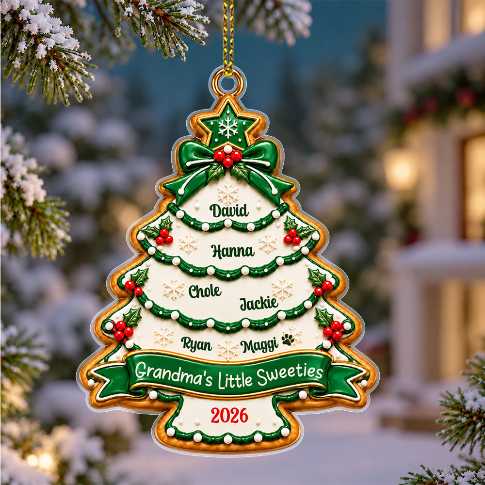 Personalized Grandma Christmas Tree Acrylic Ornament 2026 Custom Grandkids Names Ornament Grandchildren Gift for Grandma Christmas Keepsake