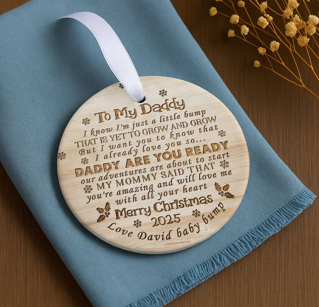 Personalized Ornament Daddy To Be on Christmas I'm Just A Little Bump Ornament, Dad Gifts