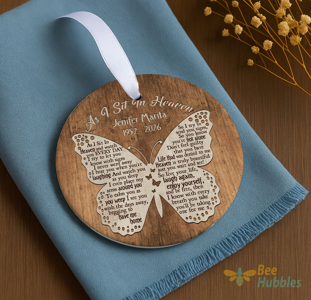 Custom Christmas Ornaments, Butterfly Memorial Ornament, Remembrance Ornament, Gift For Mom