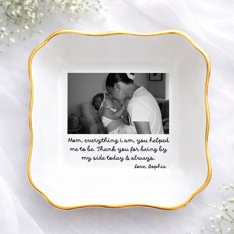 Custom Photo Mother of The Bride Jewelry Dish, Mother of The Bride Jewelry Plate, Custom Jewelry Tray for Mom, Wedding Favor Gift For Mom