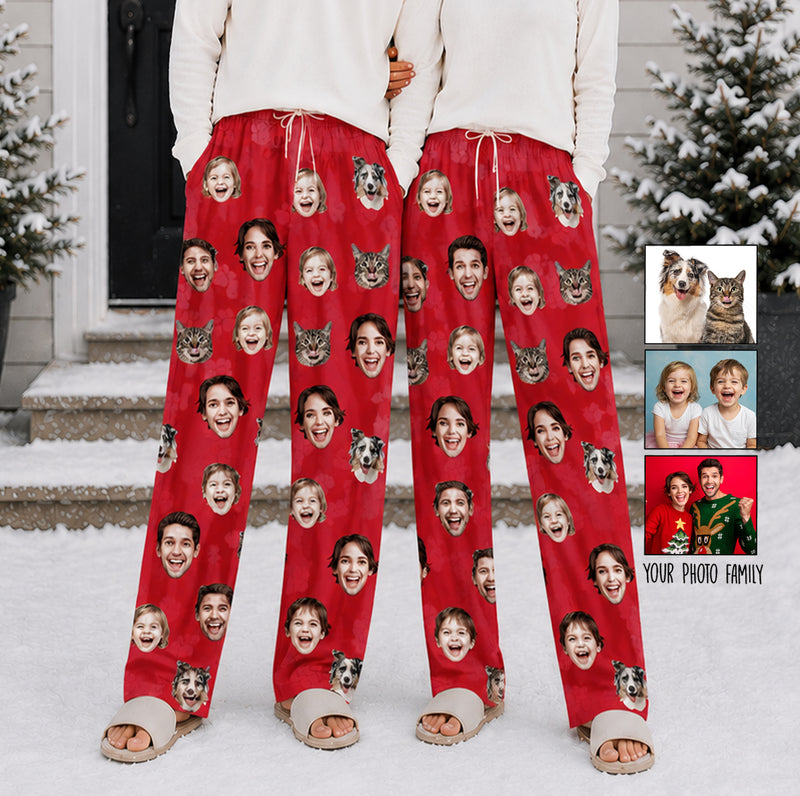 Custom Family Photo Faces - Personalized Christmas Pajama Pants