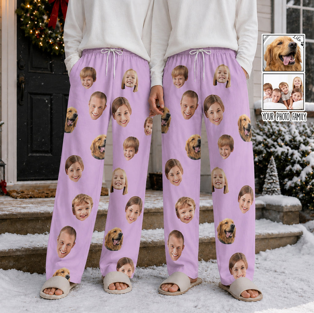 Custom Family & Pet Photo Faces - Personalized Pajama Pants