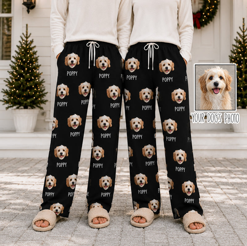 Custom Pet Face With Name - Personalized Pajama Pants