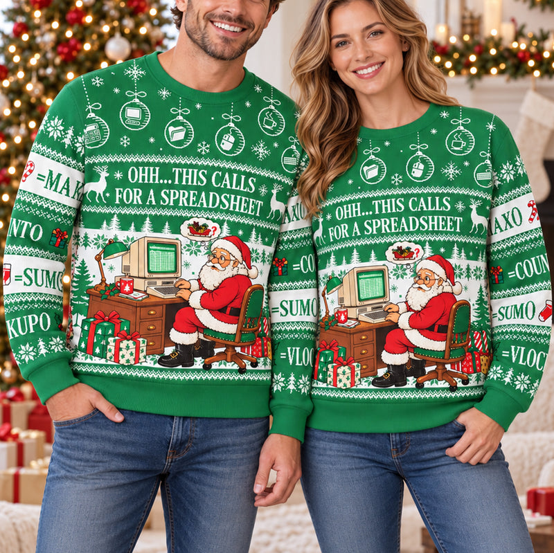 Ugly Spreadsheet Sweater, This Calls For A Spreadsheet Sweatshirt, Funny Accounting Shirt, Funny Christmas Jumper Gift for Accountant
