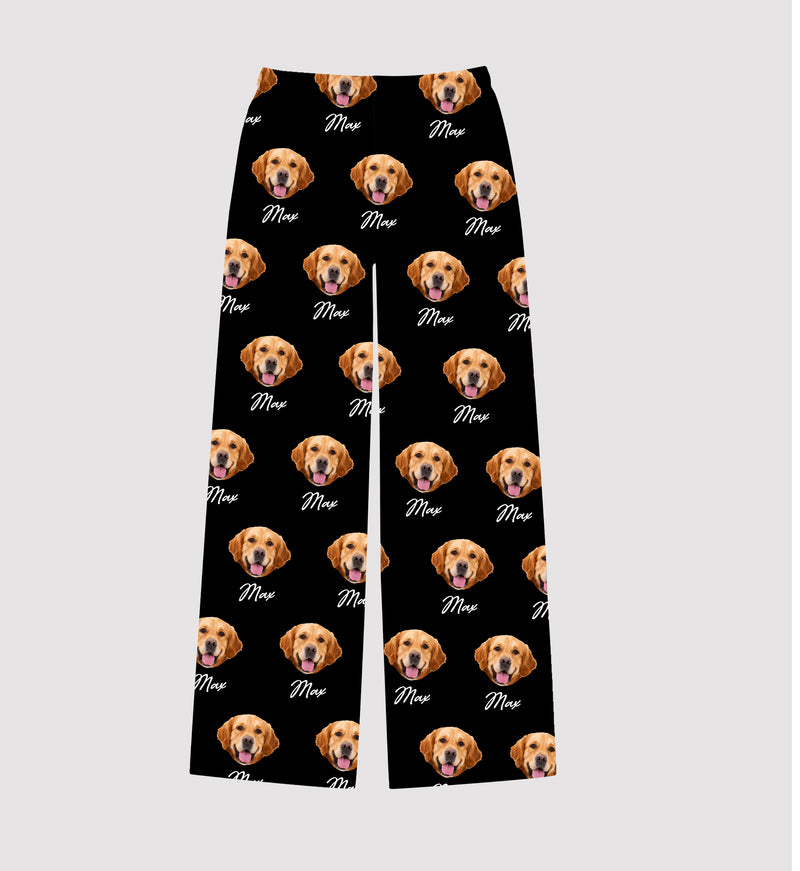Custom Pet Face With Name - Personalized Pajama Pants