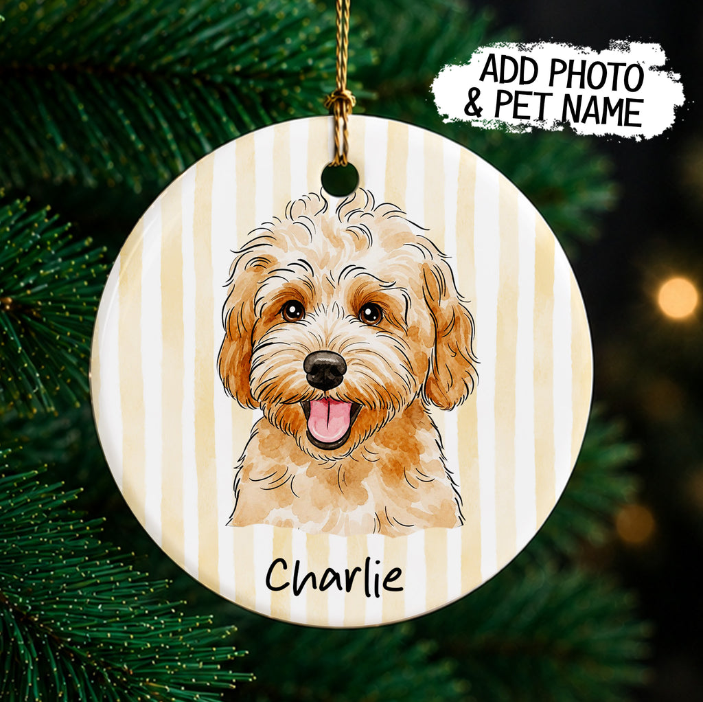 Paw Prints Pet Memorial Watercolor Striped - Personalized Ornament
