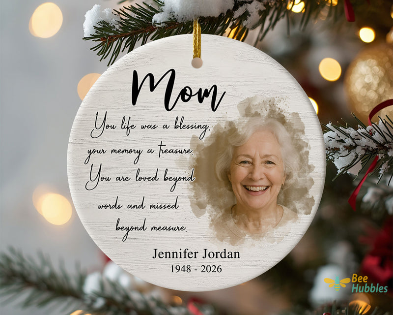 Personalized  Photo Ornament, Mom In Heaven Christmas Ornament,Personalized Mother Memorial Ornament