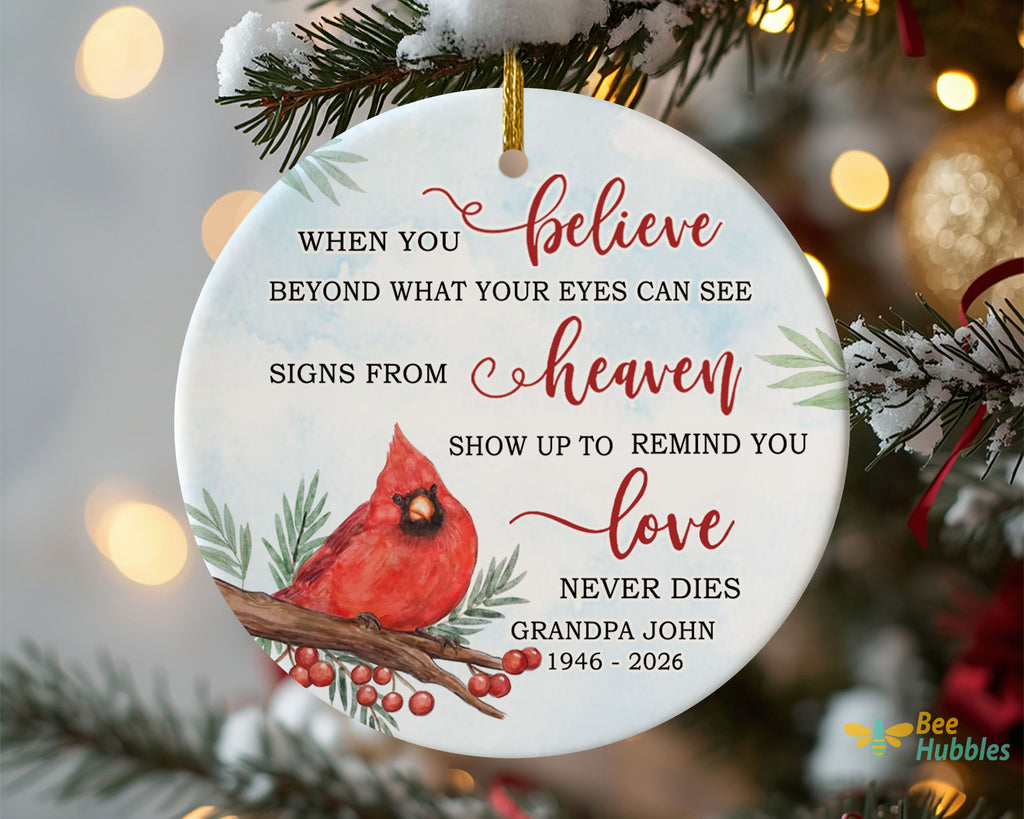 Personalized Cardinal Memorial Ornament Signs From Heaven Remembrance Gift For Loss Loved One