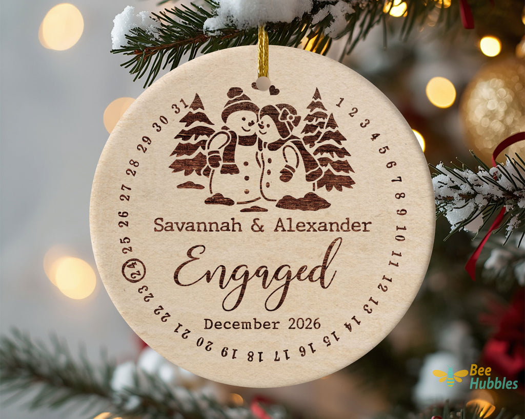 Custom Engagemen Ornament, Engagement Gift, Couples Engaged Ornament, Just Married Ornament