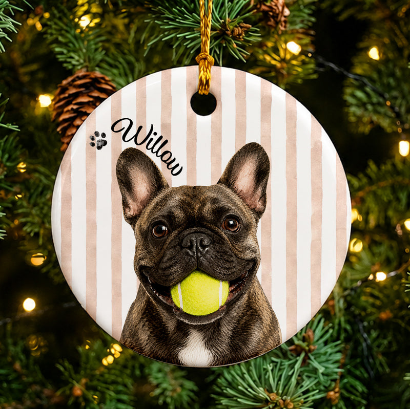 Custom Pet Memorial Watercolor Striped - Personalized Ornament
