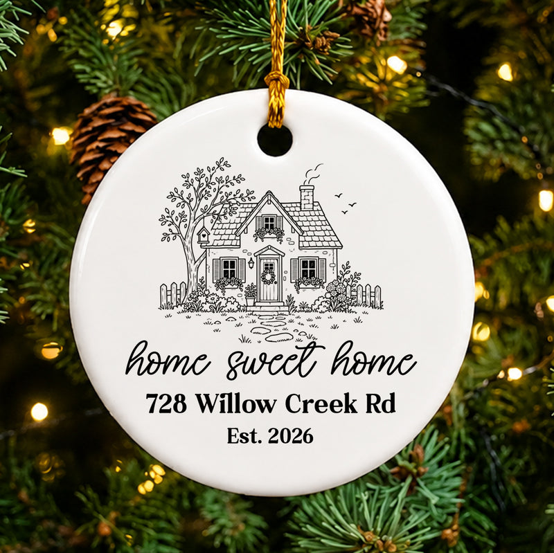 Personalized New Home Ornament for Couple, First Home Keepsake, Custom Housewarming Gift, New House Christmas Ornament, Moving Gift