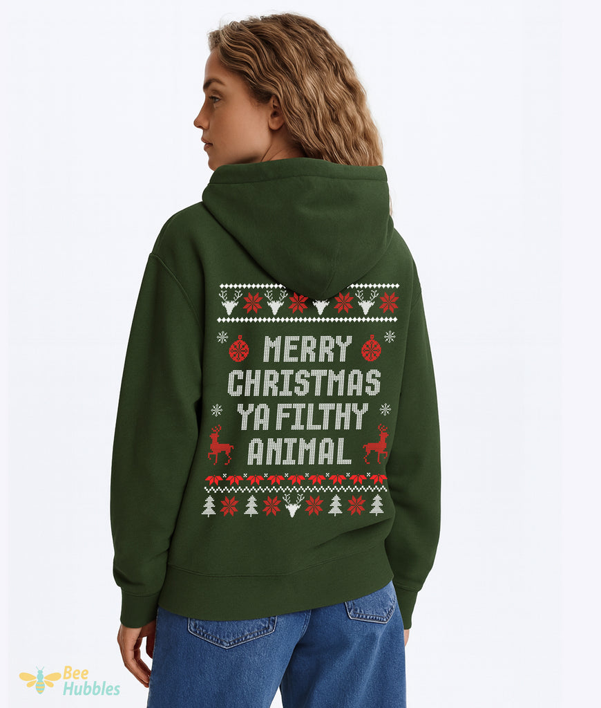 Merry Christmas Ya Filthy Animal Hoodie, Christmas Hoodie, Ugly Christmas Hoodie, Winter Unisex Hoodie