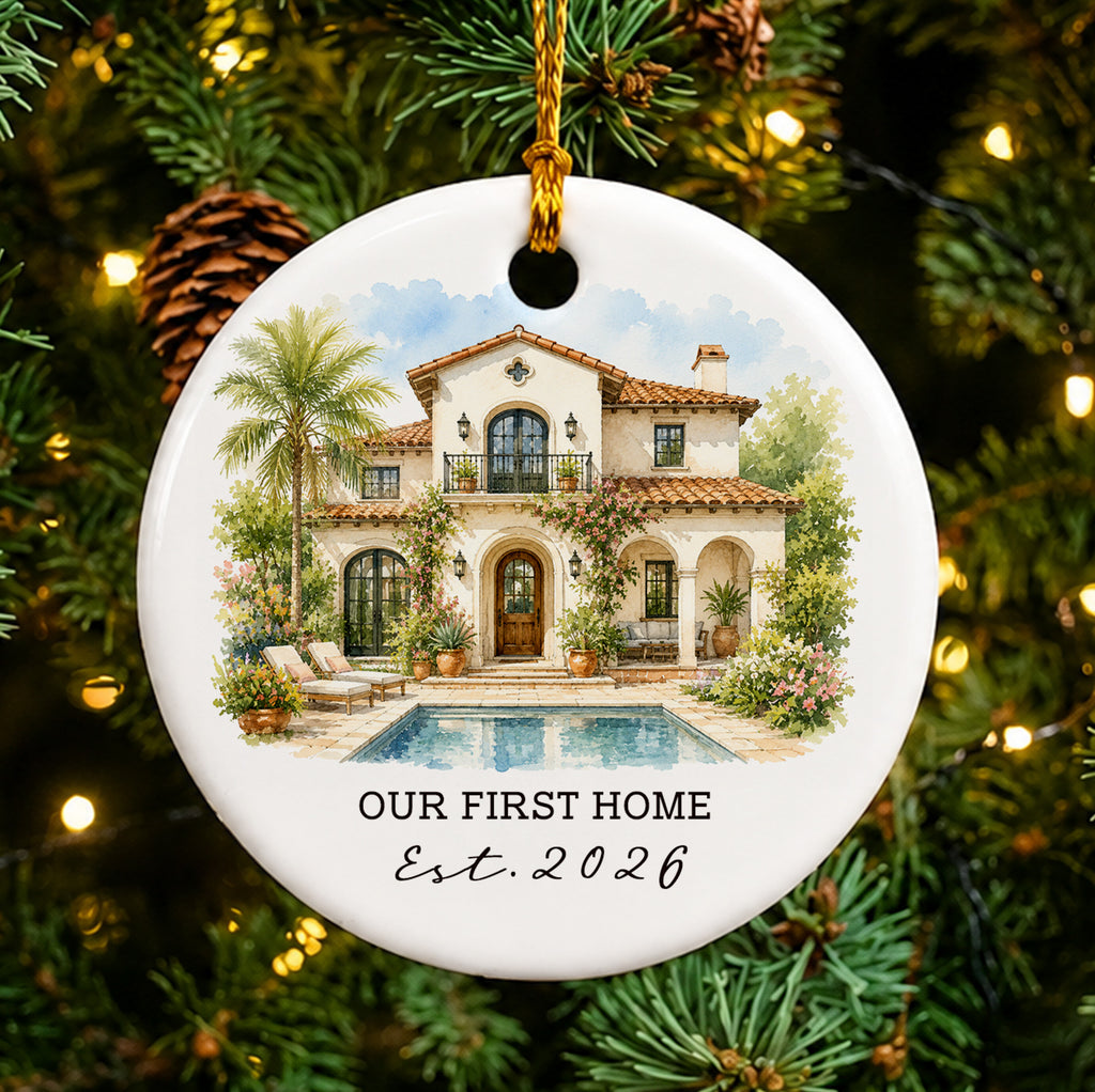 Custom Watercolor House Ornament, Personalized Home Christmas Keepsake, Custom Photo Housewarming Gift, New Home Ornament