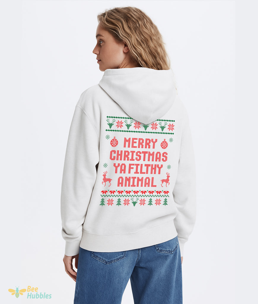 Merry Christmas Ya Filthy Animal Hoodie, Christmas Hoodie, Funny Christmas Hoodie, Christmas Gifts, Christmas Holiday Hoodie, Winter Unisex Hoodie