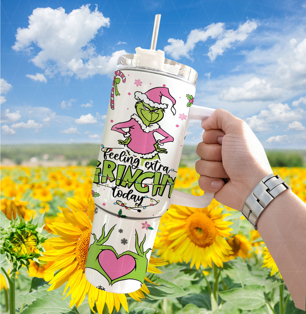 Grinch Christmas Tumbler, Custom Owala Freesip 40oz, Whoville Holiday Gift