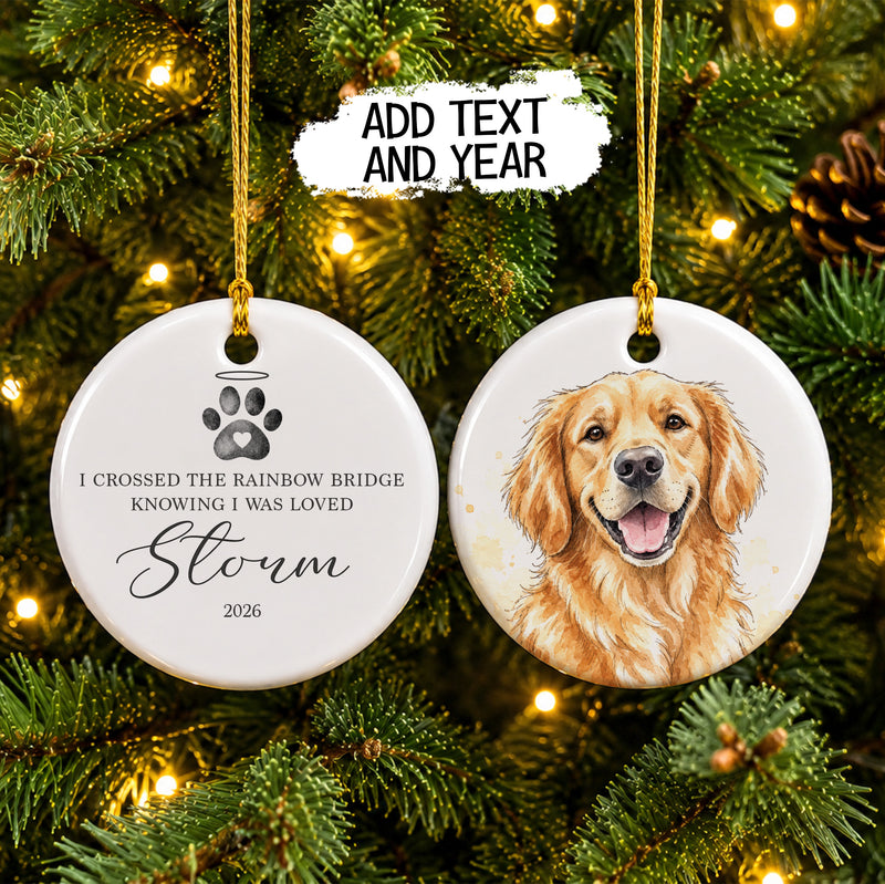 Personalized Pet Memorial Ornament, Custom Dog Portrait Rainbow Bridge Ornament, Pet Remembrance Christmas Keepsake Gift