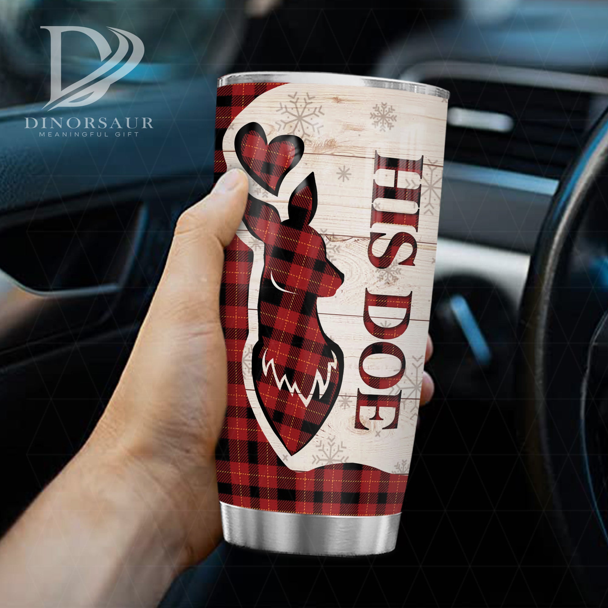 Tumbler For Wife Husband From Him Her Deer Couple His Doe Her Buck Sports Bottle Buffalo Plaid Xmas Water Gifts For Couple 20oz With Lid Travel Cup For Wife Husband