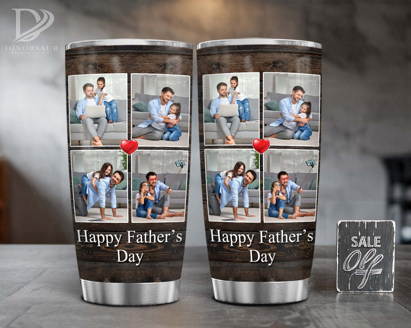 Personalized Dad Photo Tumbler, Custom Father’s Day Gift, Birthday Cup for Dad, Grandpa