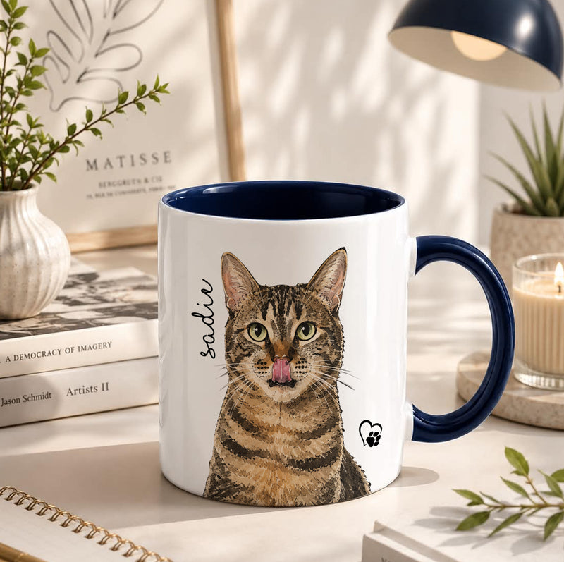 Custom Dog Portrait Watercolor Name - Personalized Pottery Mug