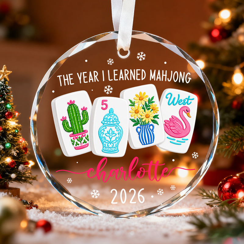 Personalized Mahjong Ornament, The Year I Learned Mahjong Keepsake, Custom Name Game Night Gift, Funny Mahjong Club Christmas Gift 2026