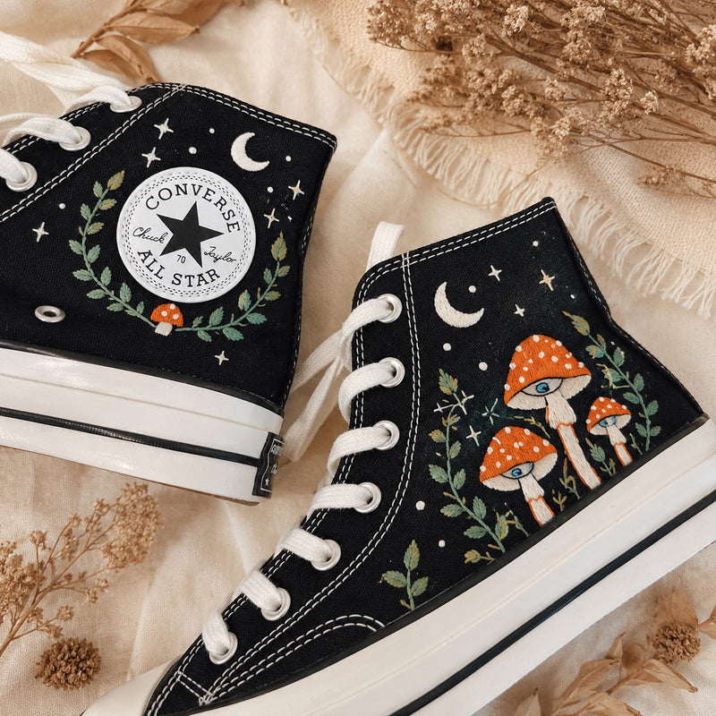 Sunflower Wildflower Meadow - Embroidered Converse High Tops