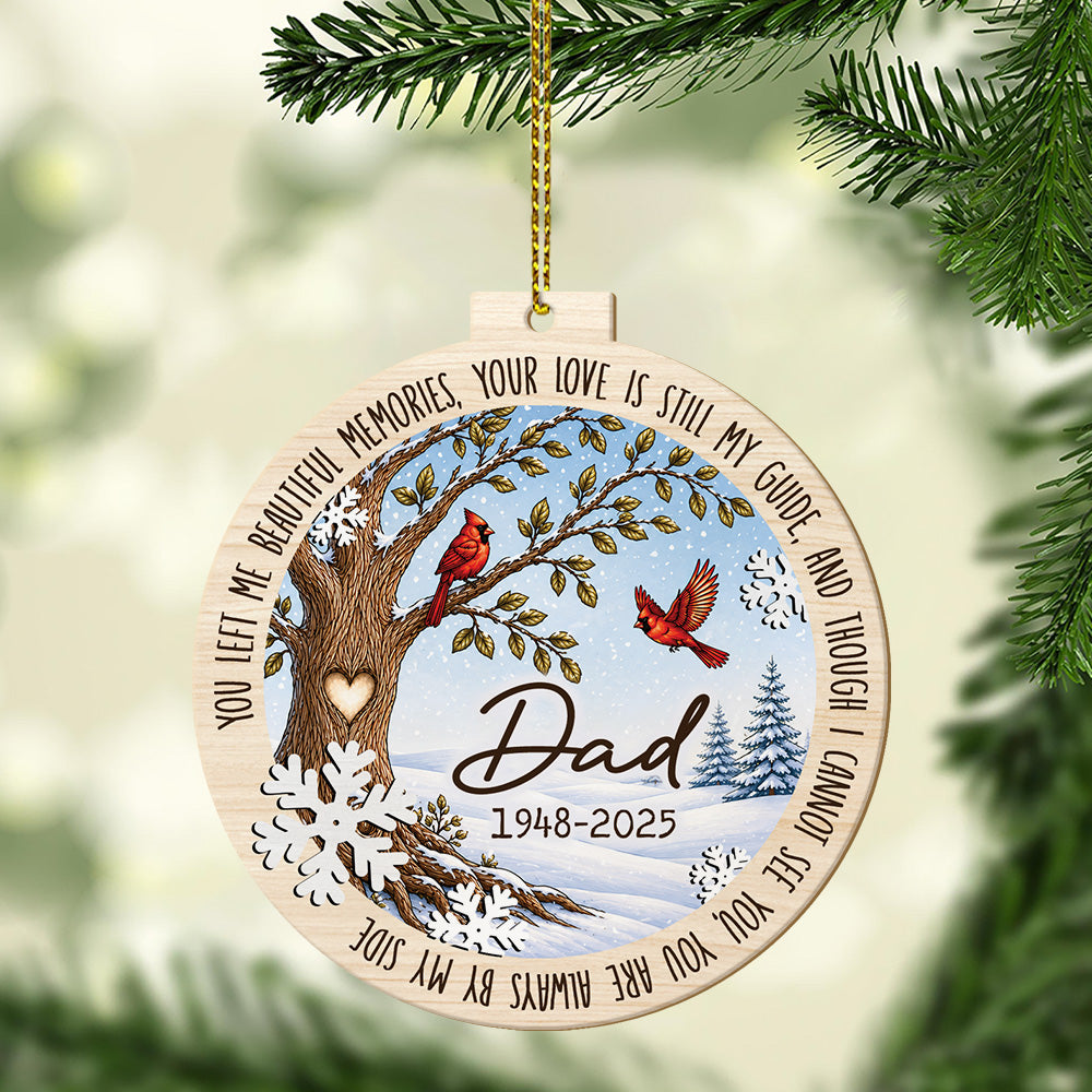 Cardinal Memorial With Name And Year - Custom Shape Wood Ornament Cutout & Print