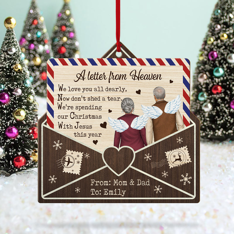 Letter From Heaven Memorial Christmas - Custom Shape Wood Ornament Cutout & Print