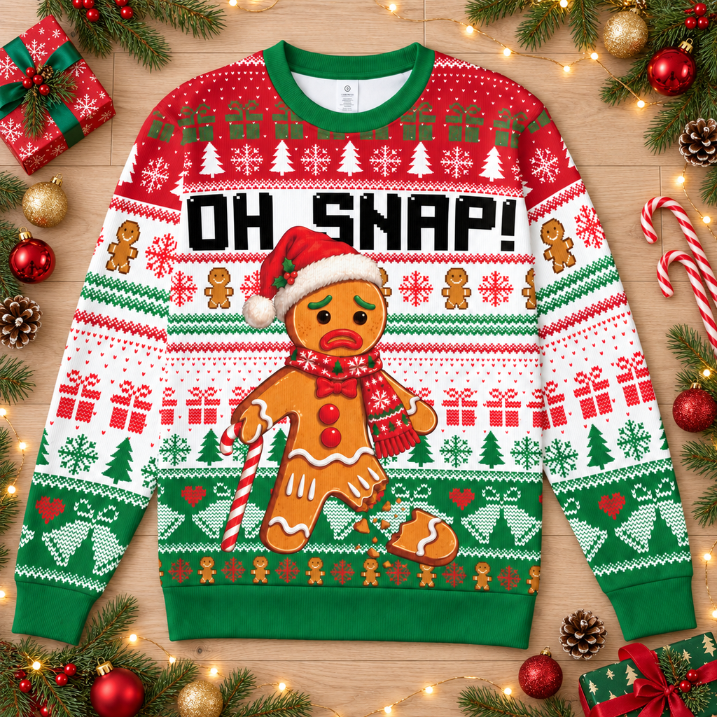 Christmas Gingerbread Man Oh Snap Christmas Ugly Sweater Sweatshirt