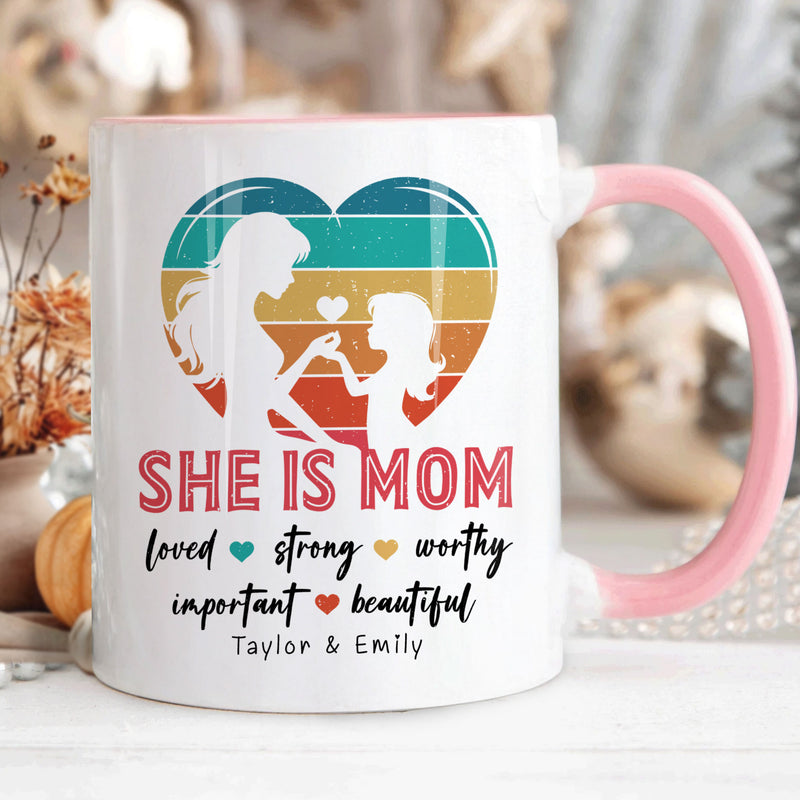 Personalized Mom Mug,She is Mom Mug Funny Mother’s Day Gift, Custom Coffee Cup for Mom